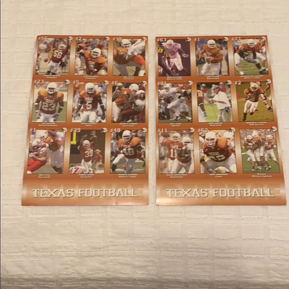 2001  Longhorn football trading cards.